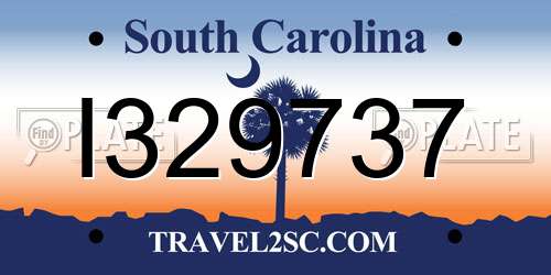 I329737 South Carolina License Plate