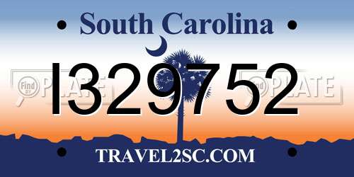 I329752 South Carolina License Plate