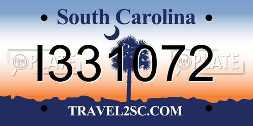 I331072 South Carolina License Plate