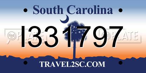 I331797 South Carolina License Plate