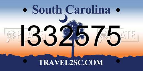 I332575 South Carolina License Plate