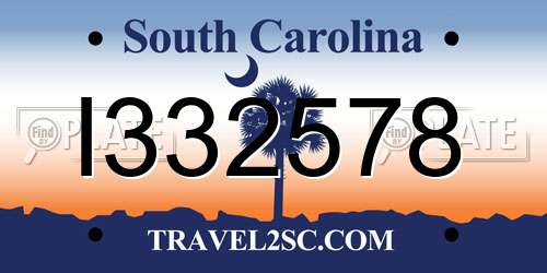I332578 South Carolina License Plate