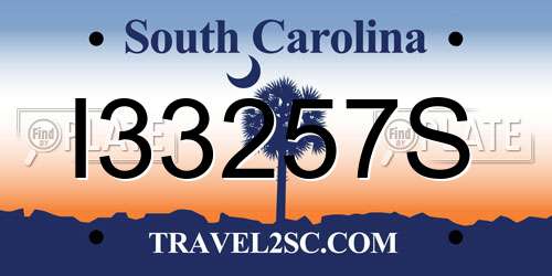 I33257S South Carolina License Plate