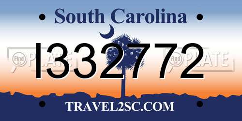 I332772 South Carolina License Plate