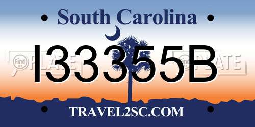 I33355B South Carolina License Plate