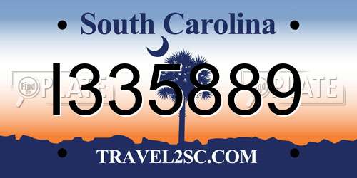 I335889 South Carolina License Plate