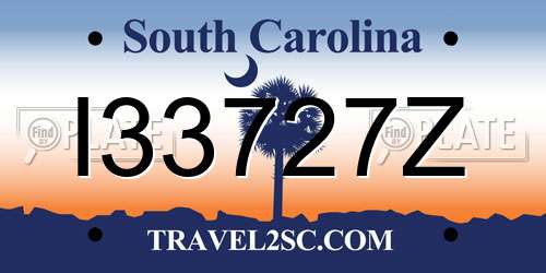 I33727Z South Carolina License Plate
