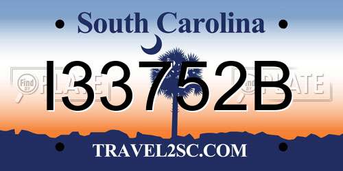 I33752B South Carolina License Plate