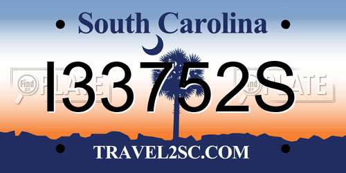 I33752S South Carolina License Plate