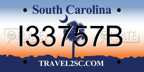 I33757B South Carolina License Plate