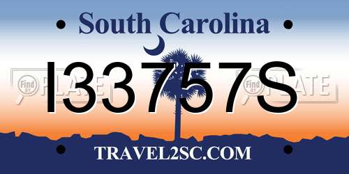 I33757S South Carolina License Plate