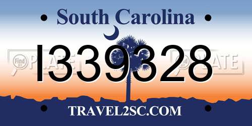 I339328 South Carolina License Plate