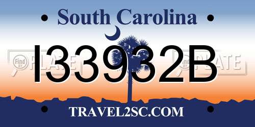 I33932B South Carolina License Plate