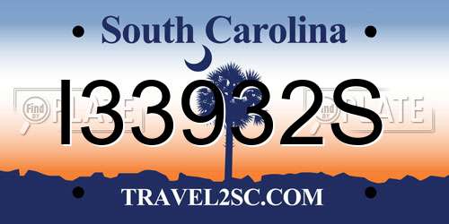 I33932S South Carolina License Plate
