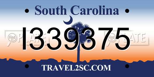 I339375 South Carolina License Plate