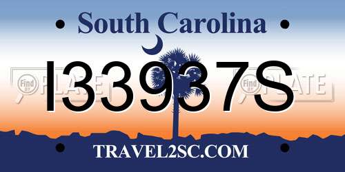 I33937S South Carolina License Plate