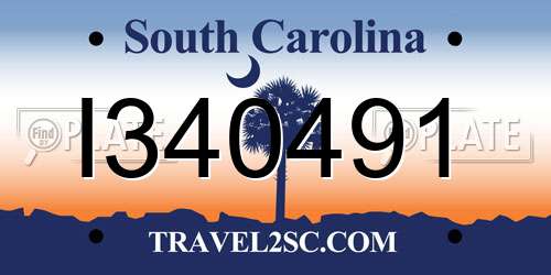 I340491 South Carolina License Plate