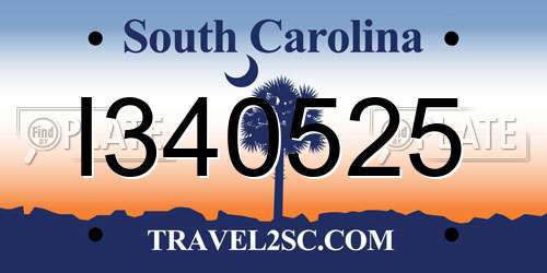 I340525 South Carolina License Plate