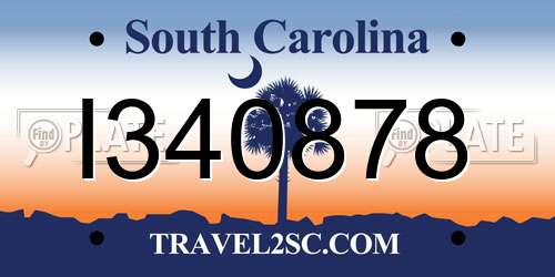 I340878 South Carolina License Plate
