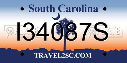 I34087S South Carolina License Plate