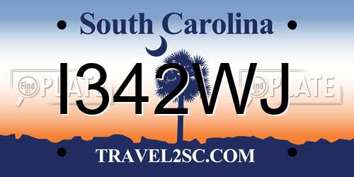I342WJ South Carolina License Plate