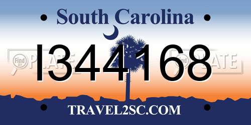 I344168 South Carolina License Plate