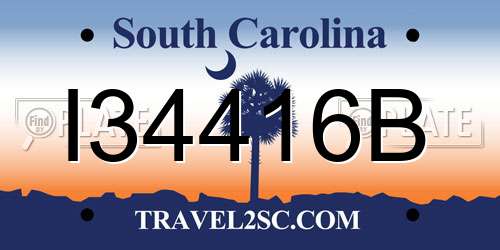 I34416B South Carolina License Plate