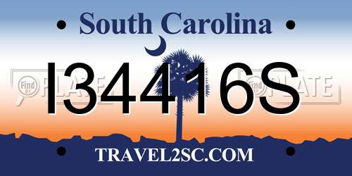 I34416S South Carolina License Plate