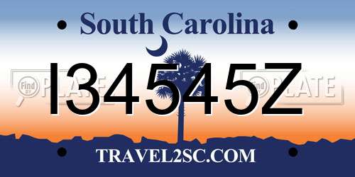 I34545Z South Carolina License Plate
