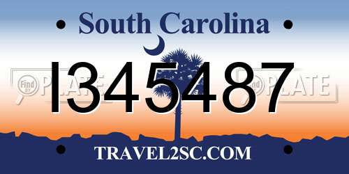 I345487 South Carolina License Plate