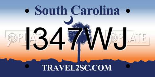 I347WJ South Carolina License Plate