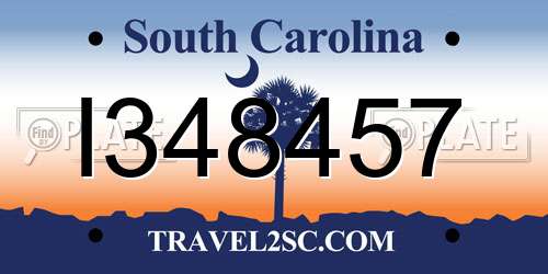 I348457 South Carolina License Plate