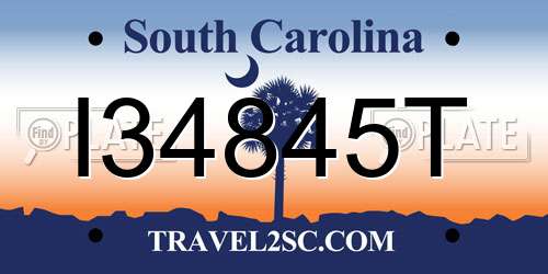 I34845T South Carolina License Plate