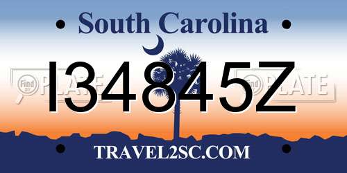 I34845Z South Carolina License Plate