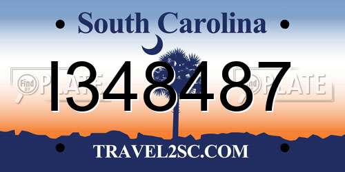 I348487 South Carolina License Plate