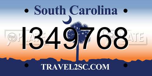 I349768 South Carolina License Plate