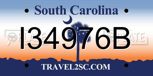 I34976B South Carolina License Plate