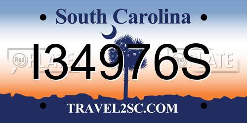 I34976S South Carolina License Plate