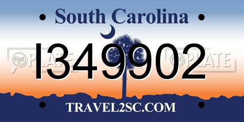 I349902 South Carolina License Plate