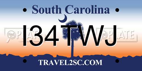 I34TWJ South Carolina License Plate