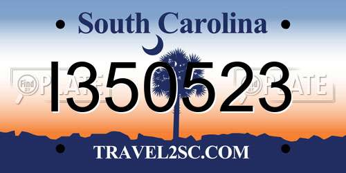 I350523 South Carolina License Plate