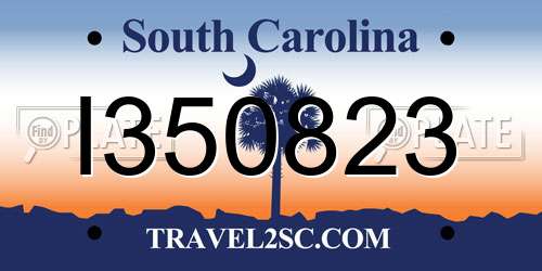 I350823 South Carolina License Plate