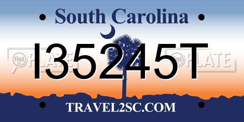 I35245T South Carolina License Plate