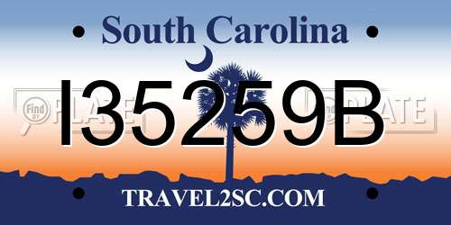 I35259B South Carolina License Plate