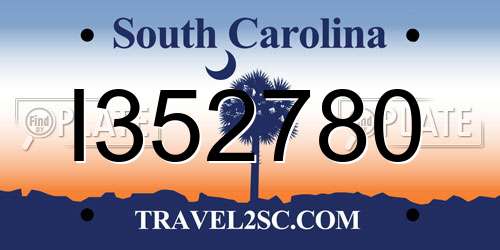 I352780 South Carolina License Plate