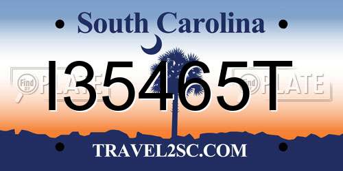 I35465T South Carolina License Plate