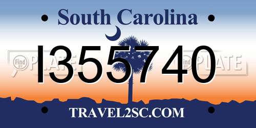 I355740 South Carolina License Plate