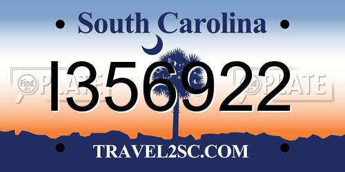 I356922 South Carolina License Plate