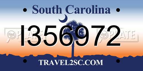 I356972 South Carolina License Plate