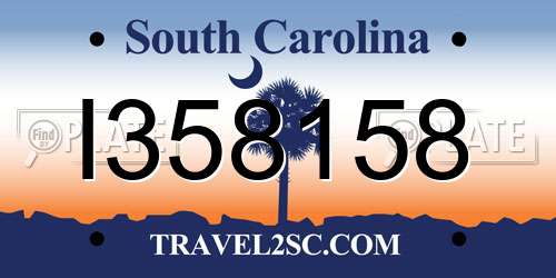 I358158 South Carolina License Plate